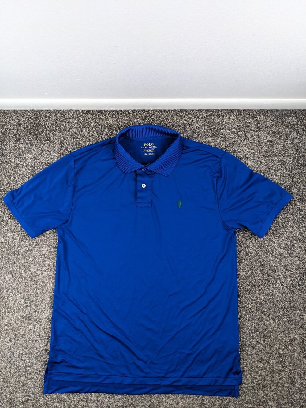 Polo Ralph Lauren Mens Small (Youth XL) Blue Performance Stretch Pony Golf Shirt